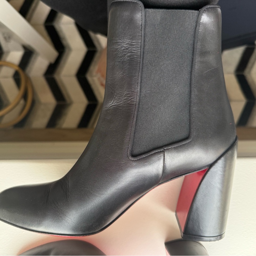 Christian Louboutin Turelastic Leather Red Sole Ankle Booties